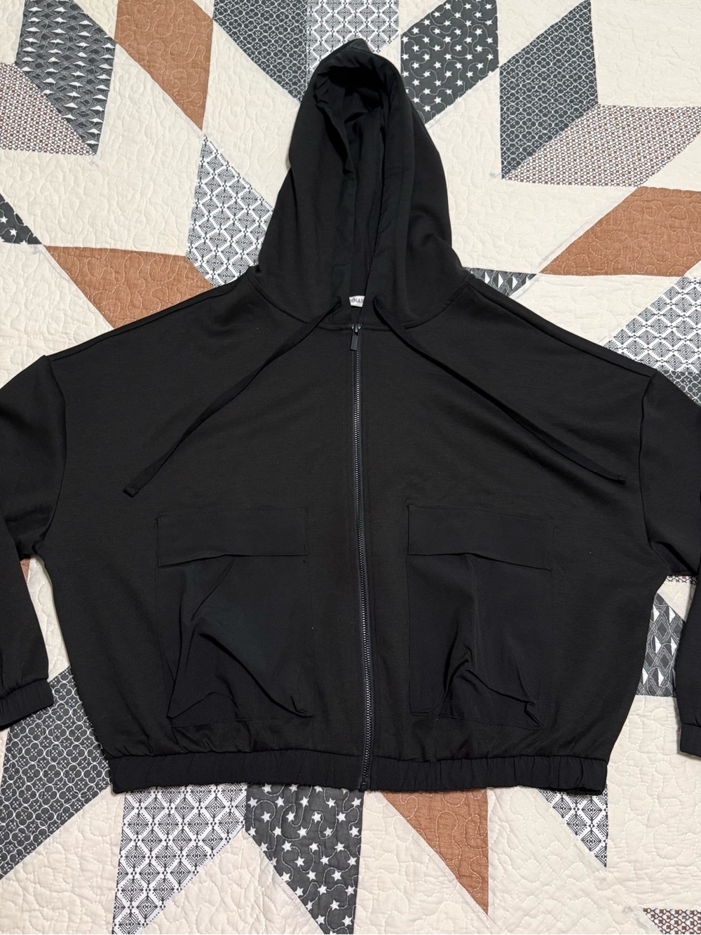 Zenana Black Zip-Up Hooded Jacket